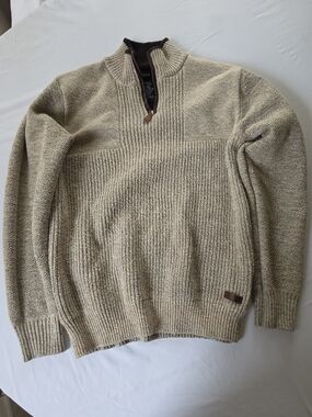 Men's Quarter-Zip Knit Sweater - Beige